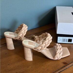Women's Braided Tan Heeled Sandals